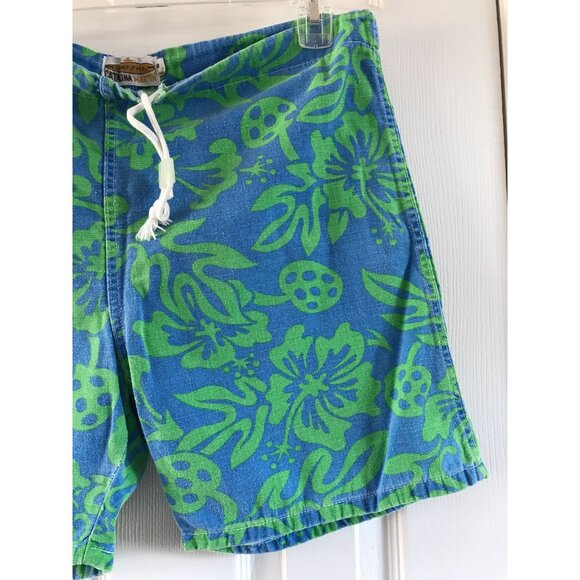Vtg 1960's Surfers Catalina Martin Jammies Swim Trunks Size S Mod Blue & Green - Picture 5 of 8